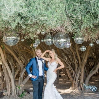 Disco inspired wedding in the greengale farms olive grove